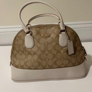 Coach Cora Domed Satchel Signature Cream/Tan